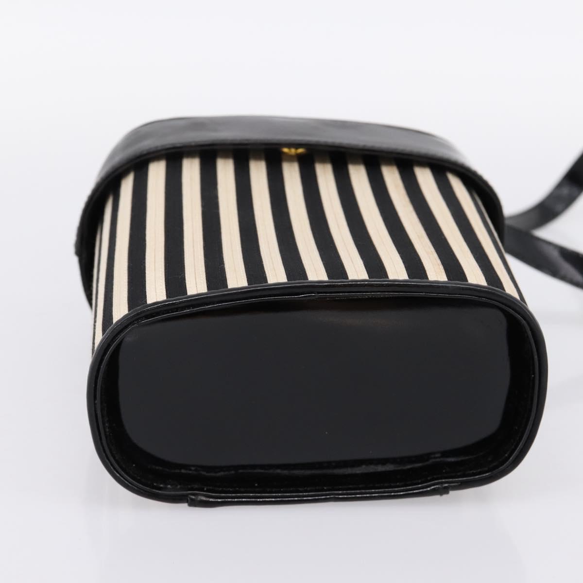 Salvatore Ferragamo Gancini Hand Bag Patent leather 2way Black Gold Auth 196764