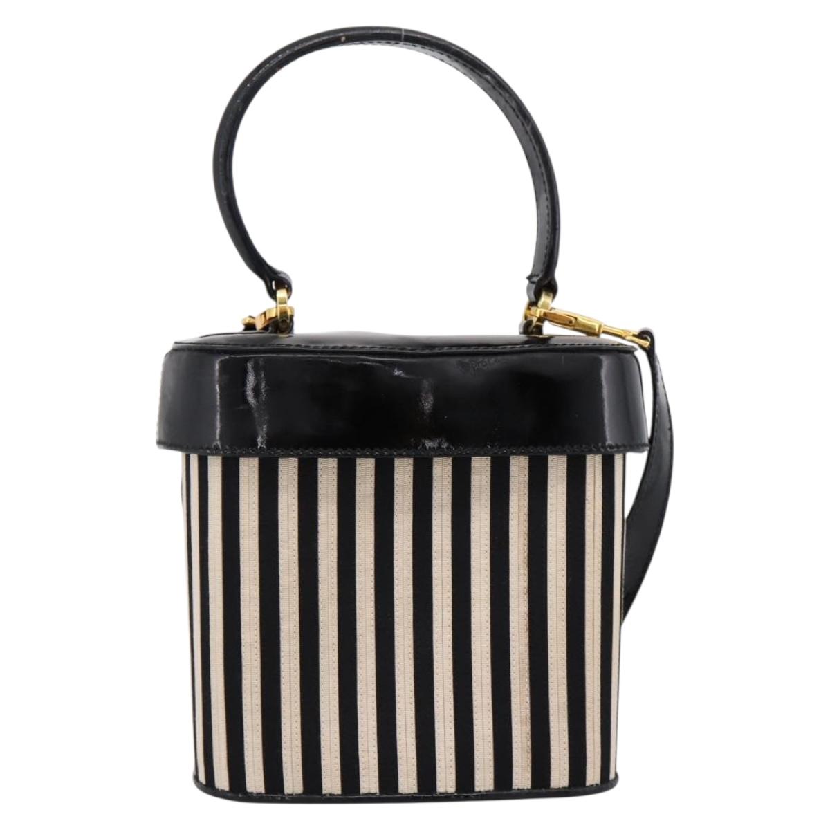 Salvatore Ferragamo Gancini Hand Bag Patent leather 2way Black Gold Auth 196764