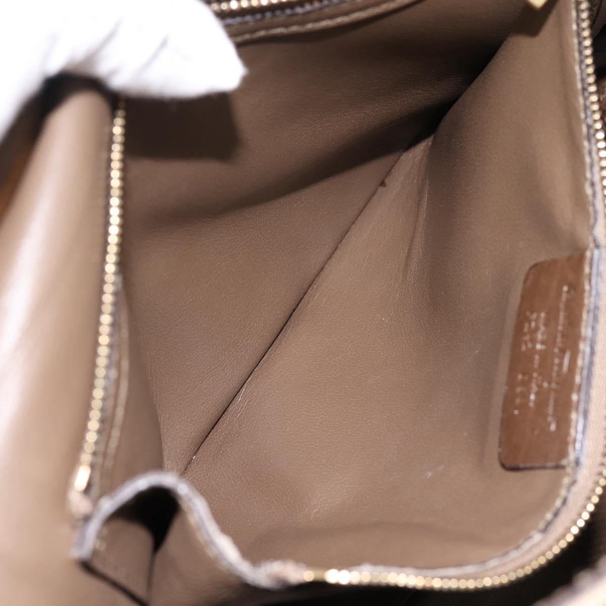 Salvatore Ferragamo Gancini Hand Bag Canvas 2way Beige Gold Auth 196765