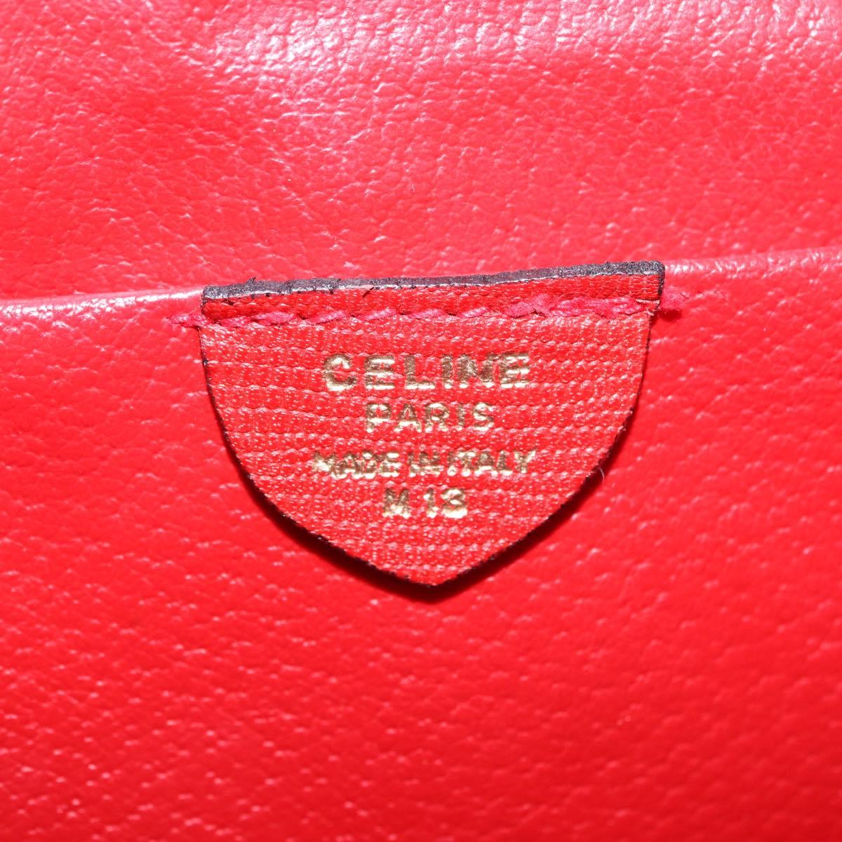 CELINE Shoulder Bag Leather Red Gold Auth 196766A