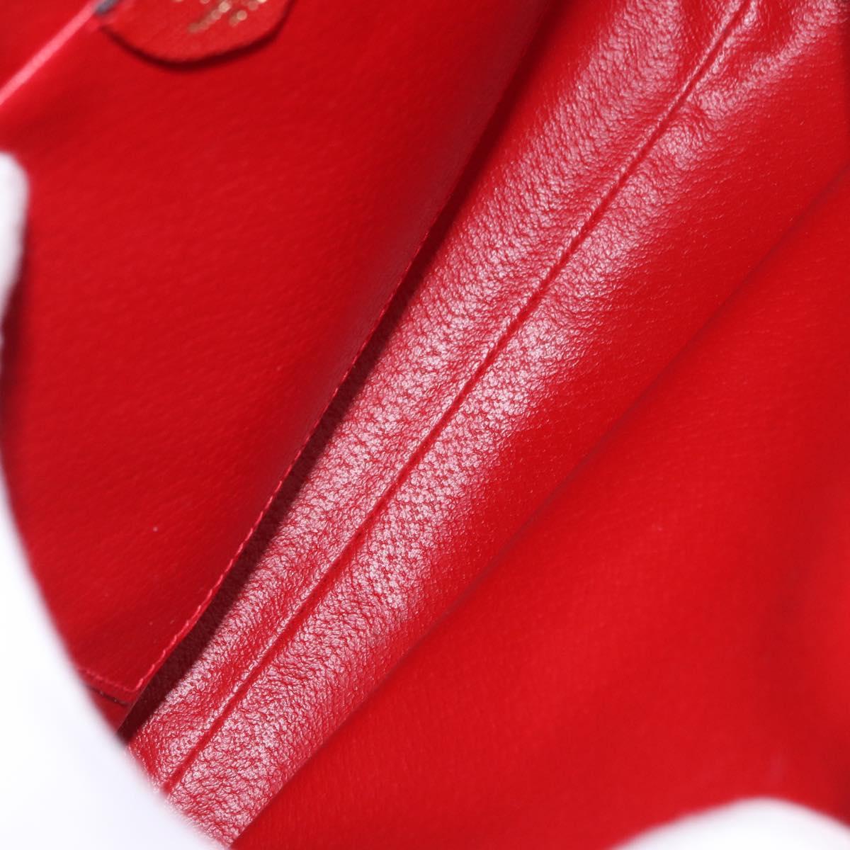 CELINE Shoulder Bag Leather Red Gold Auth 196766A