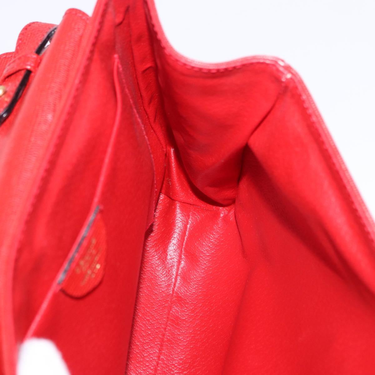 CELINE Shoulder Bag Leather Red Gold Auth 196766A