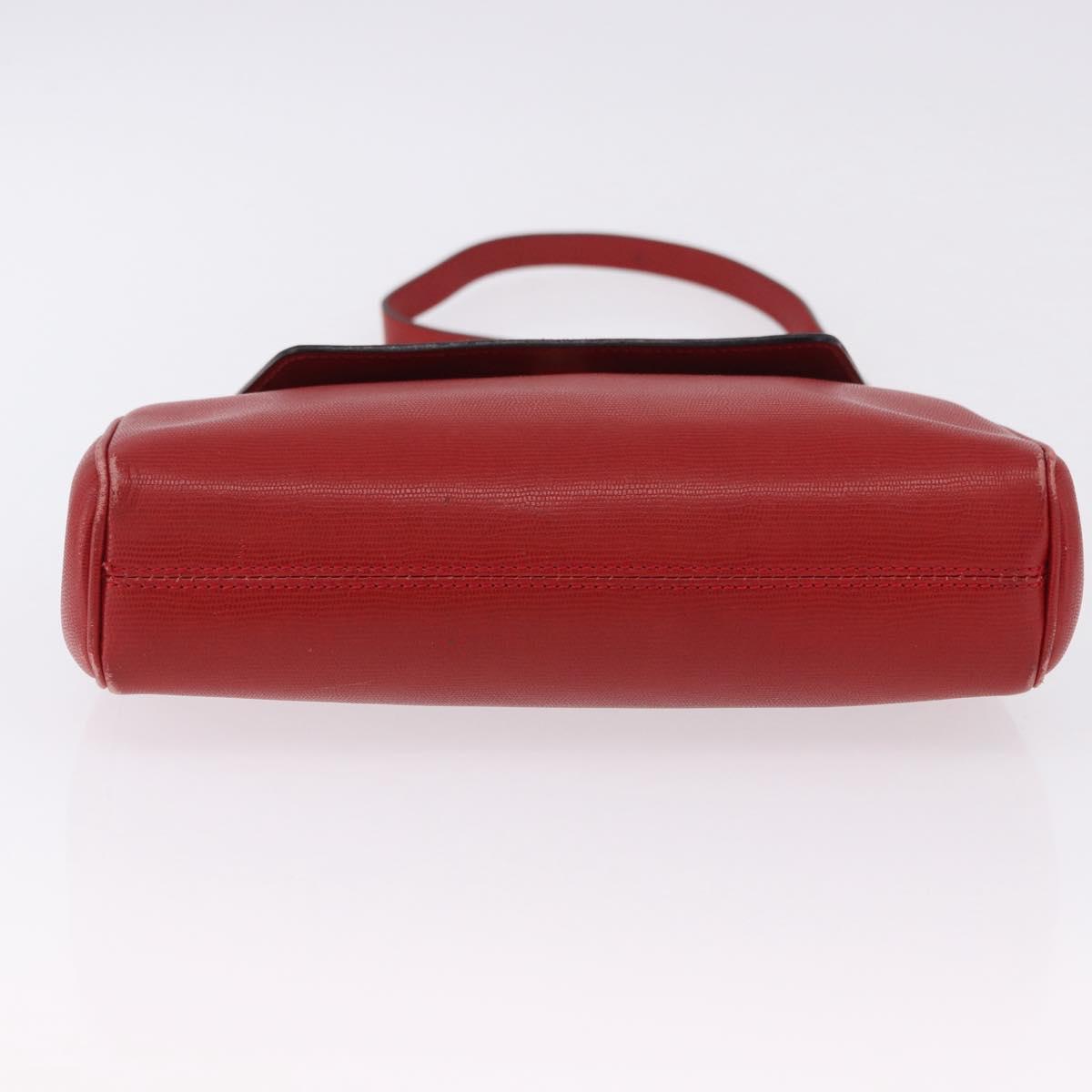 CELINE Shoulder Bag Leather Red Gold Auth 196766A