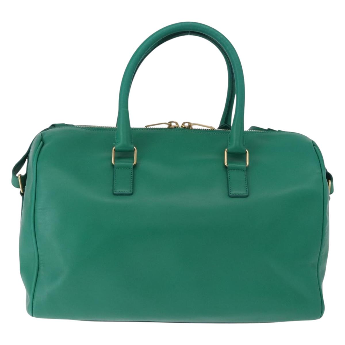 SAINT LAURENT Classic Duffle Bag Leather 2way Green Gold 322049 Auth 196768V