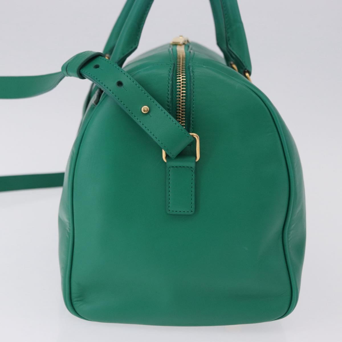 SAINT LAURENT Classic Duffle Bag Leather 2way Green Gold 322049 Auth 196768V