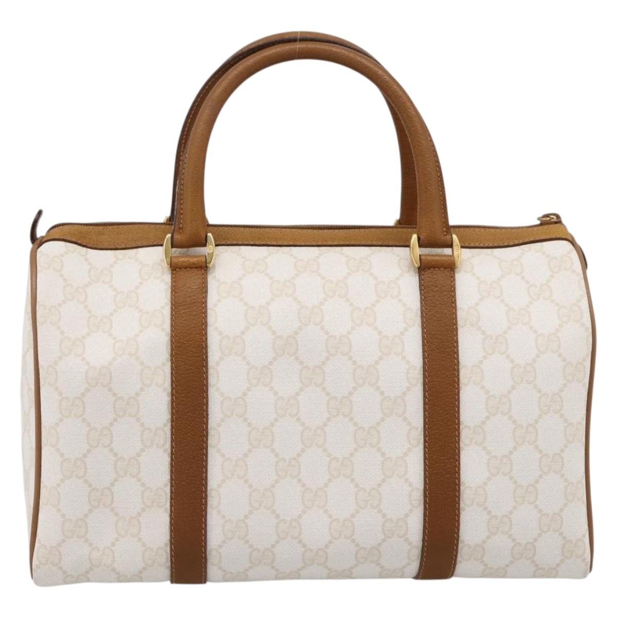 GUCCI Micro GG Supreme Boston Bag PVC White Gold 40 02 007 Auth 196769