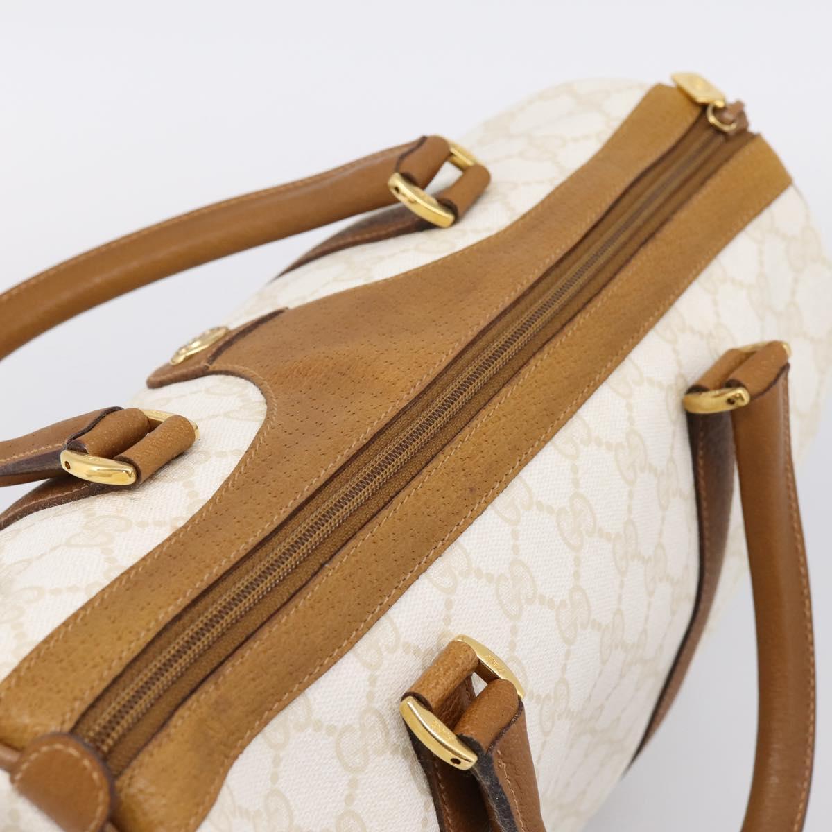 GUCCI Micro GG Supreme Boston Bag PVC White Gold 40 02 007 Auth 196769