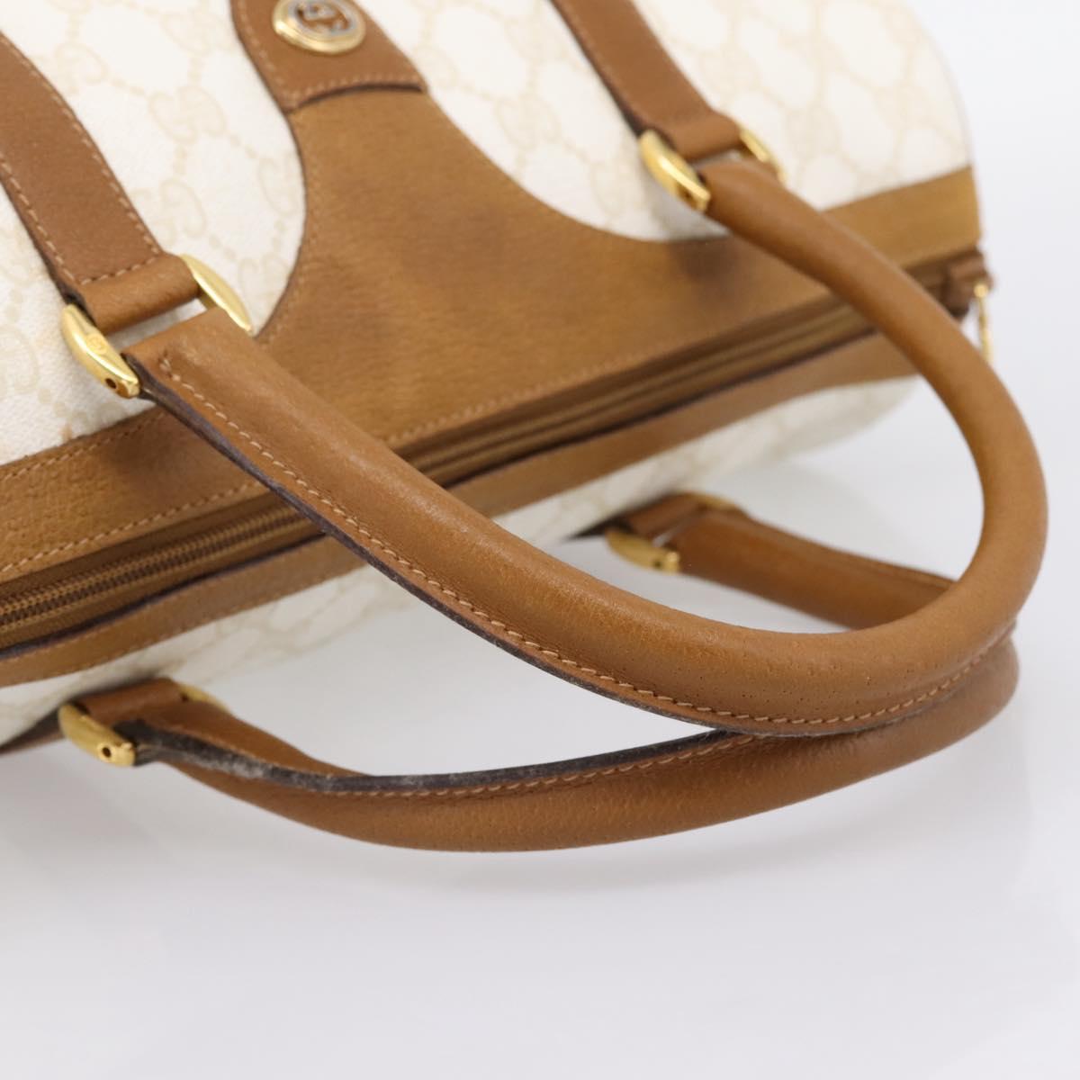 GUCCI Micro GG Supreme Boston Bag PVC White Gold 40 02 007 Auth 196769