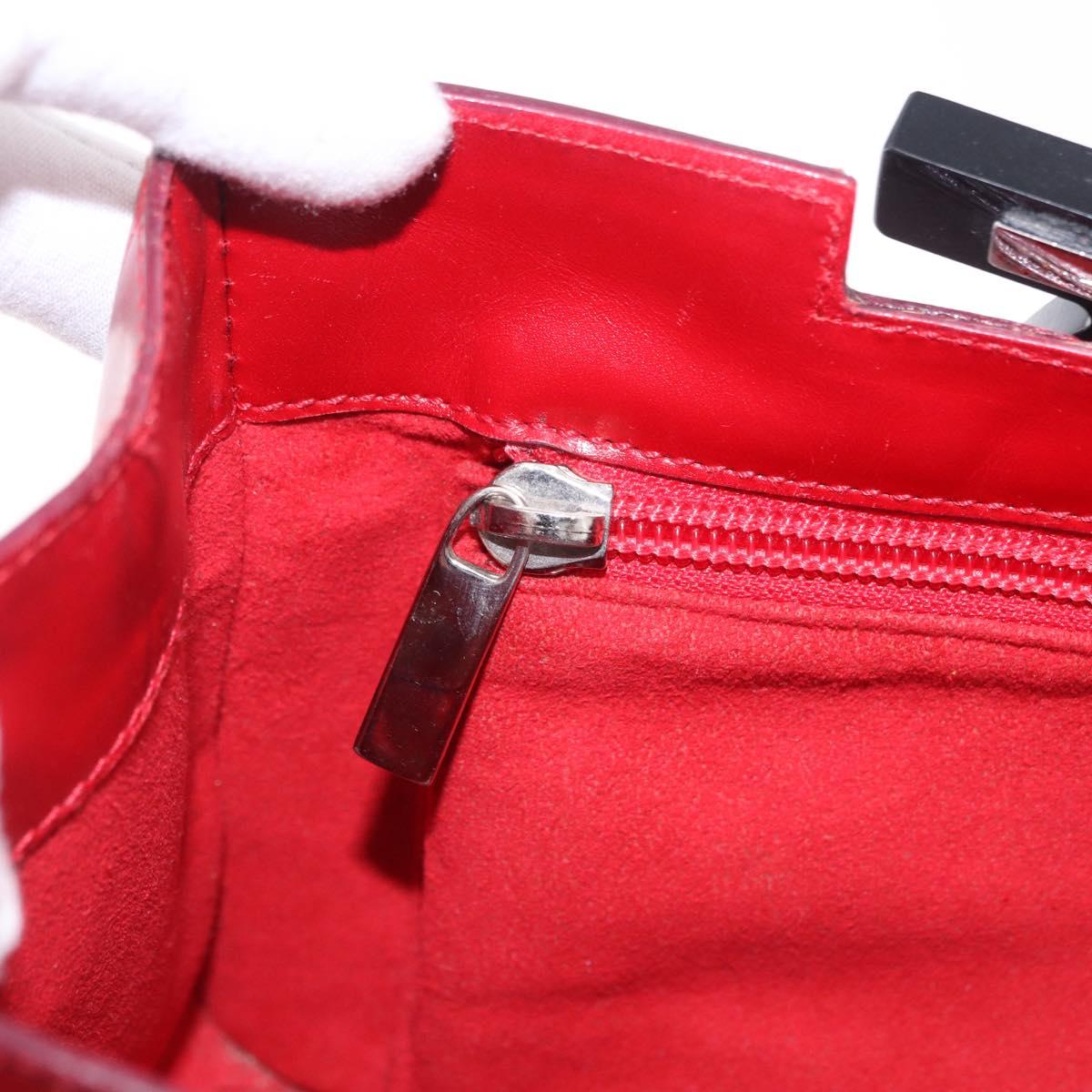 Salvatore Ferragamo Gancini Hand Bag Leather Red Silver Auth 196770A