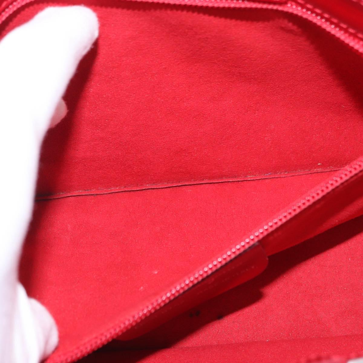 Salvatore Ferragamo Gancini Hand Bag Leather Red Silver Auth 196770A