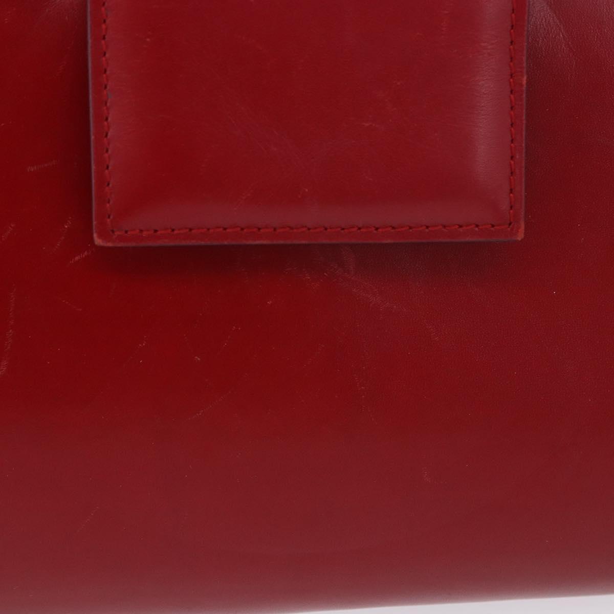 Salvatore Ferragamo Gancini Hand Bag Leather Red Silver Auth 196770A