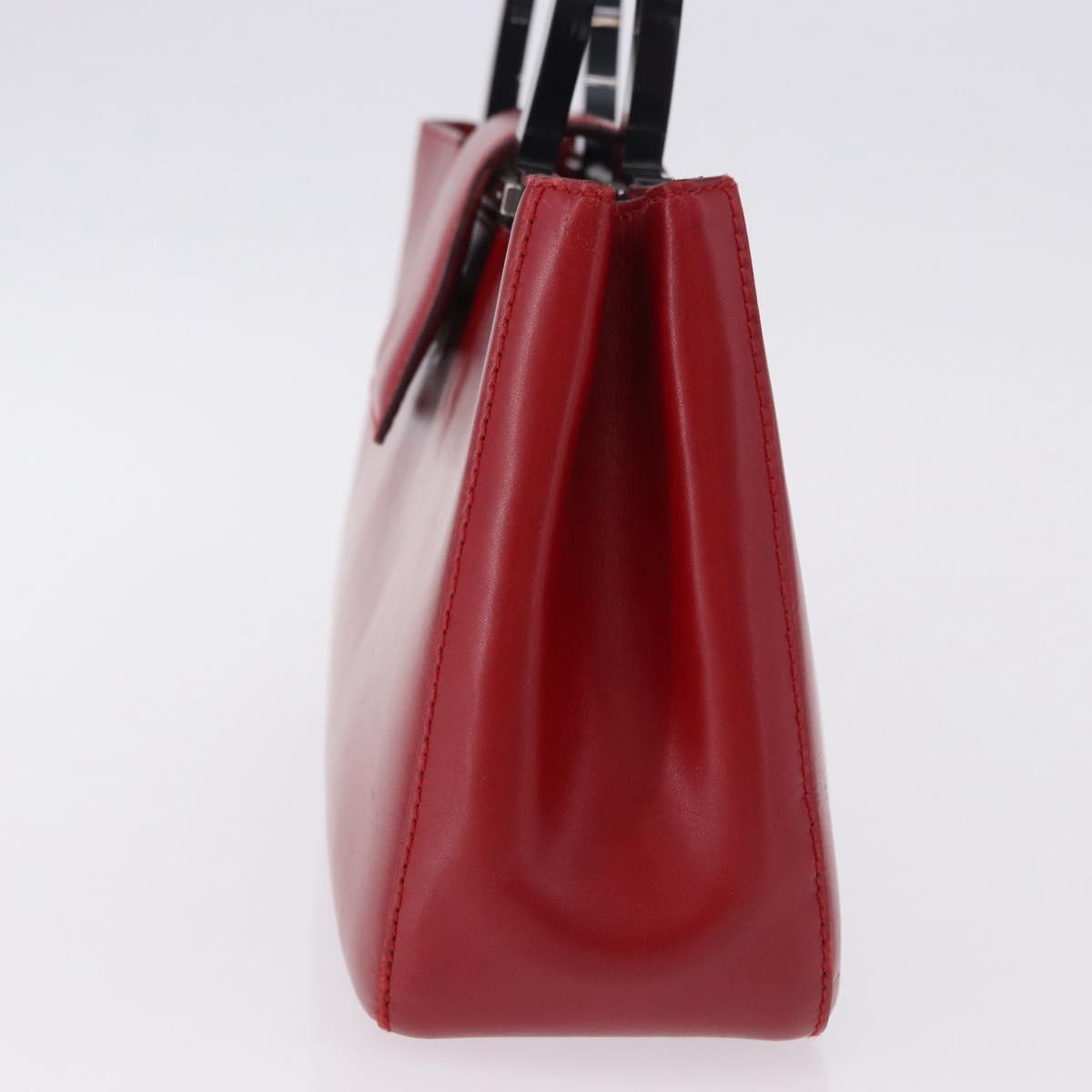 Salvatore Ferragamo Gancini Hand Bag Leather Red Silver Auth 196770A