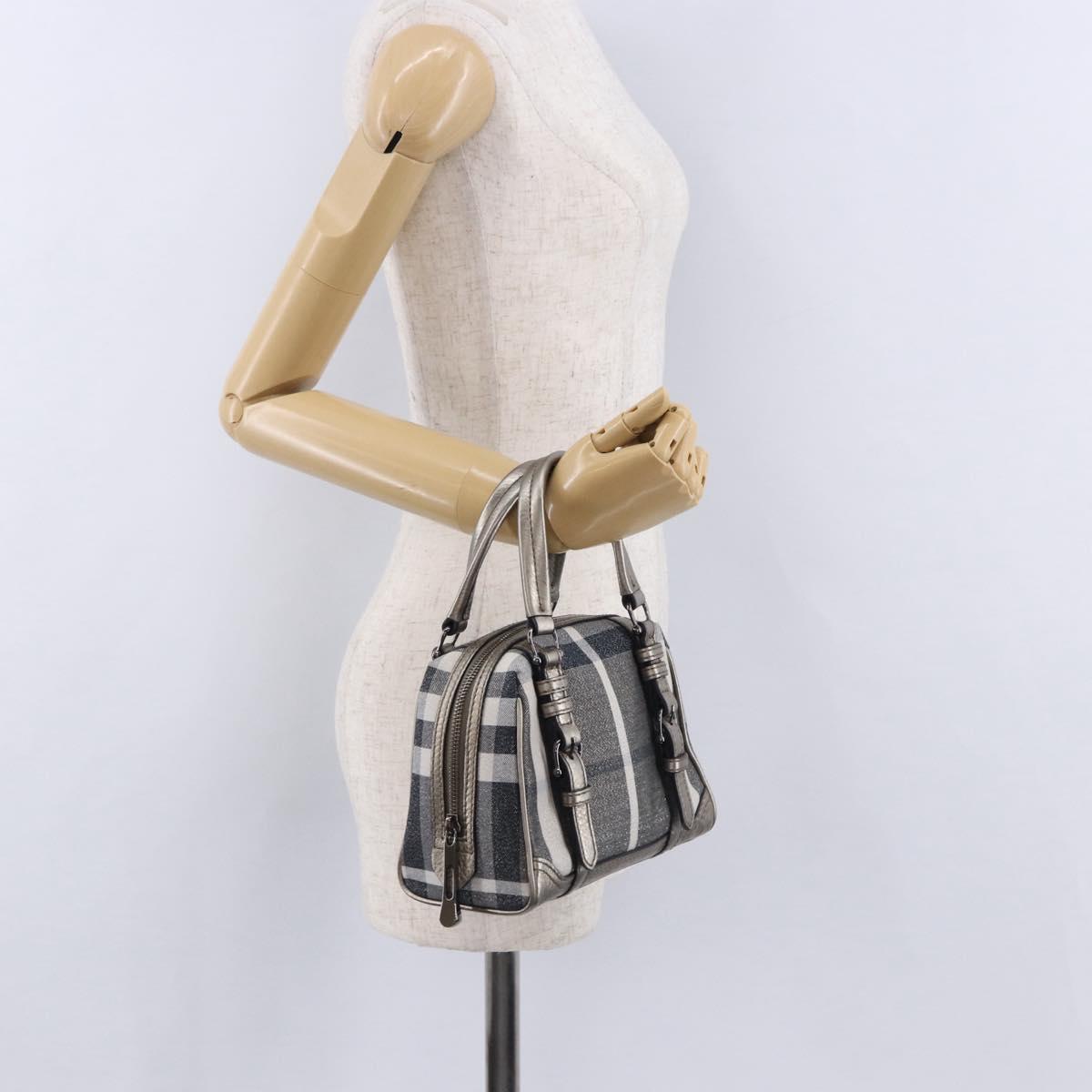 BURBERRY Nova Check Hand Bag Canvas Gray Auth 196772V