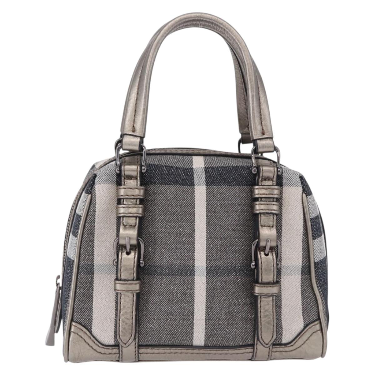 BURBERRY Nova Check Hand Bag Canvas Gray Auth 196772V