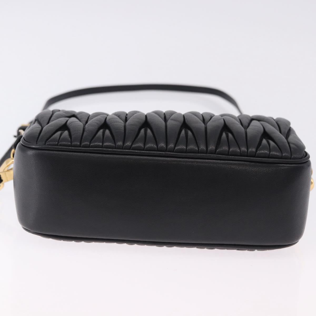 Miu Miu Matelasse Shoulder Bag Leather Black Gold Auth 196773V