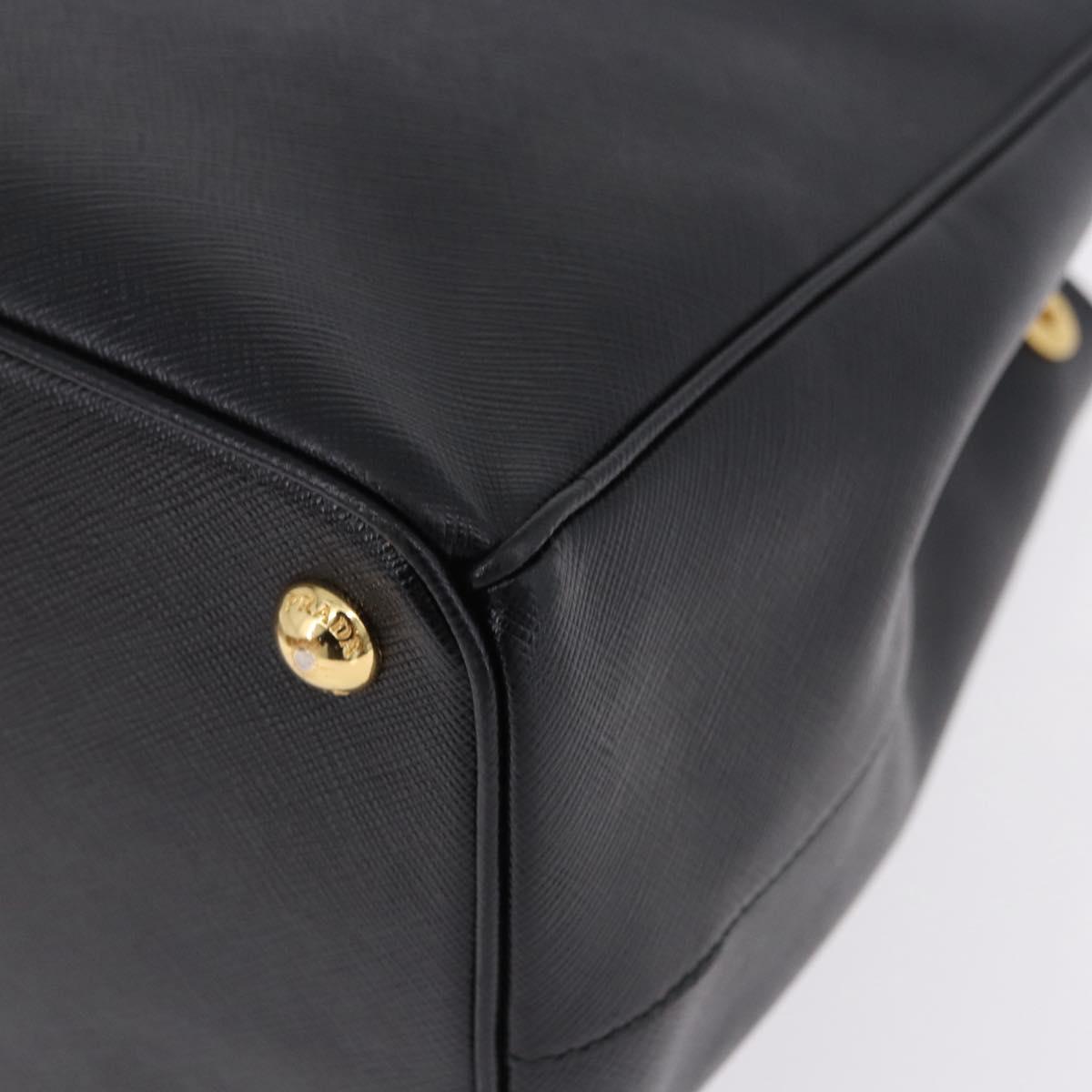 PRADA Hand Bag Saffiano leather 2way Black Gold Auth 196774V