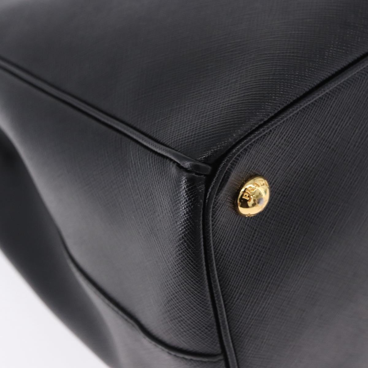 PRADA Hand Bag Saffiano leather 2way Black Gold Auth 196774V