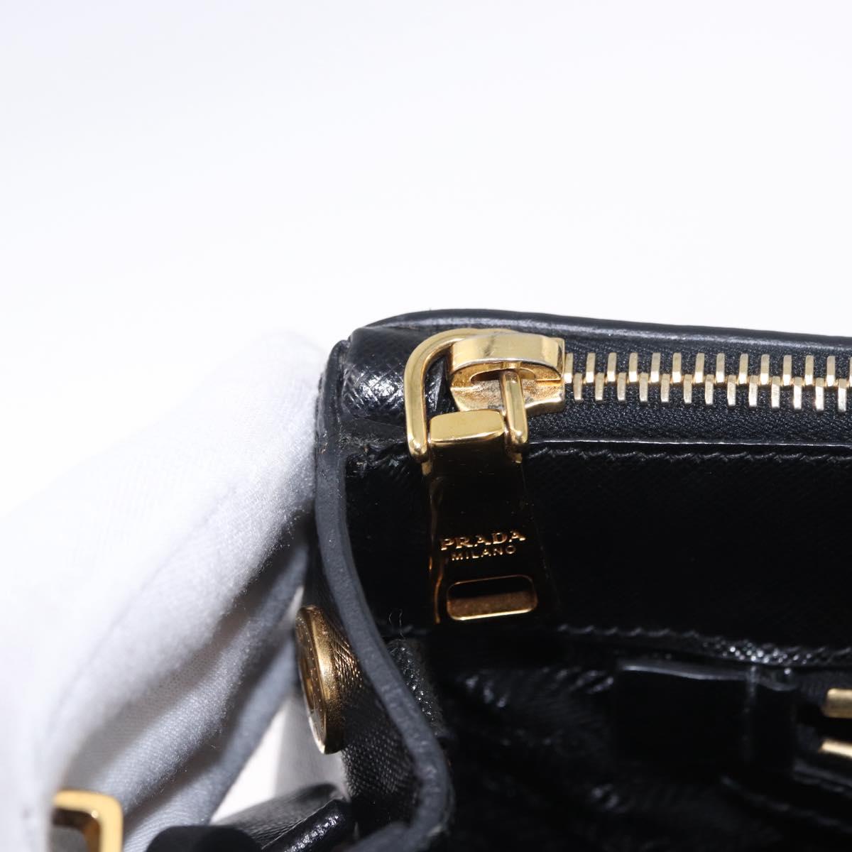 PRADA Hand Bag Saffiano leather 2way Black Gold Auth 196774V