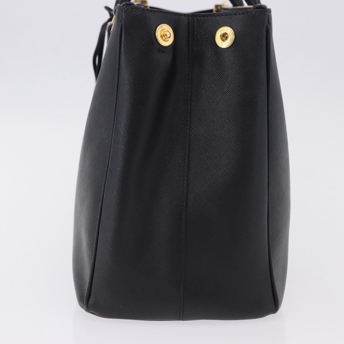 PRADA Hand Bag Saffiano leather 2way Black Gold Auth 196774V