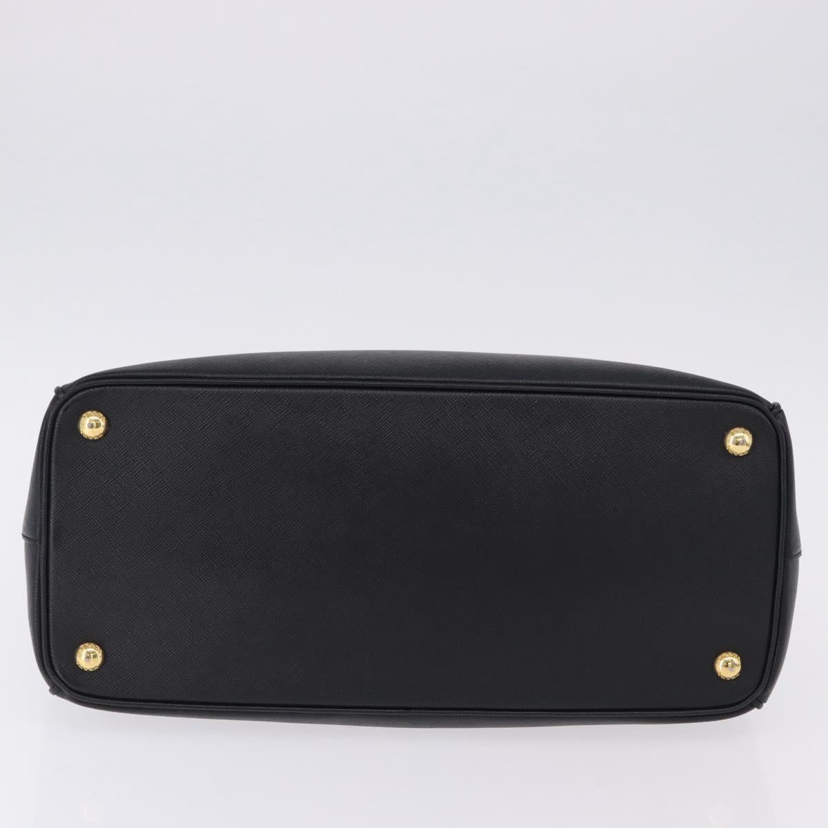 PRADA Hand Bag Saffiano leather 2way Black Gold Auth 196774V