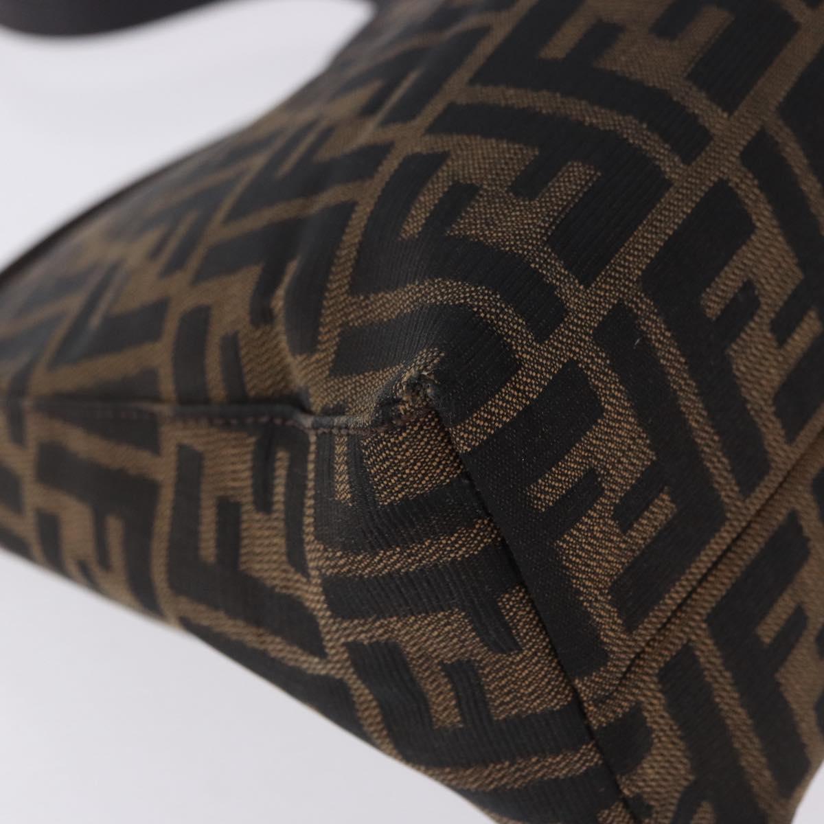 FENDI Zucca Canvas Mamma Baguette Shoulder Bag Brown Black Auth 196776V