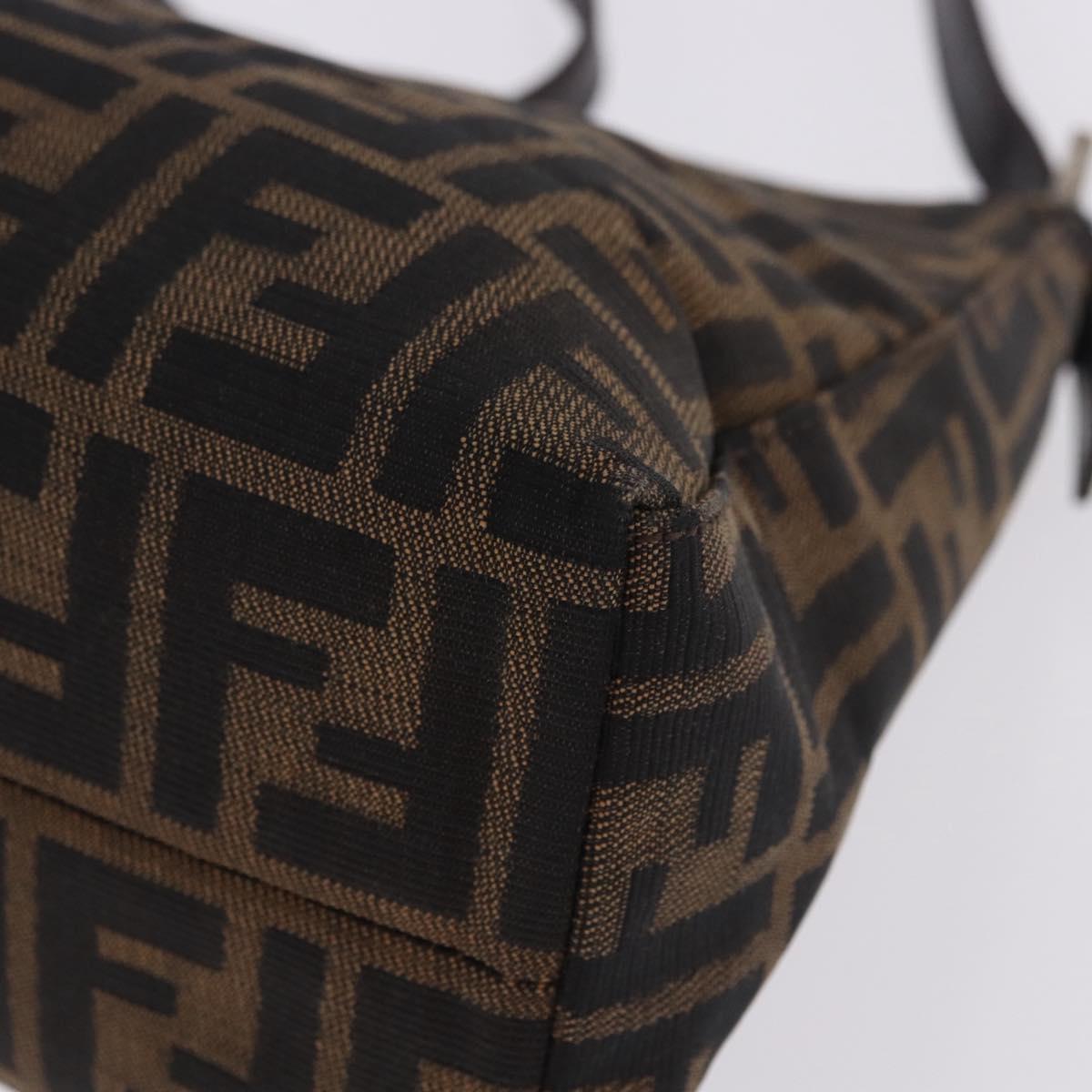 FENDI Zucca Canvas Mamma Baguette Shoulder Bag Brown Black Auth 196776V