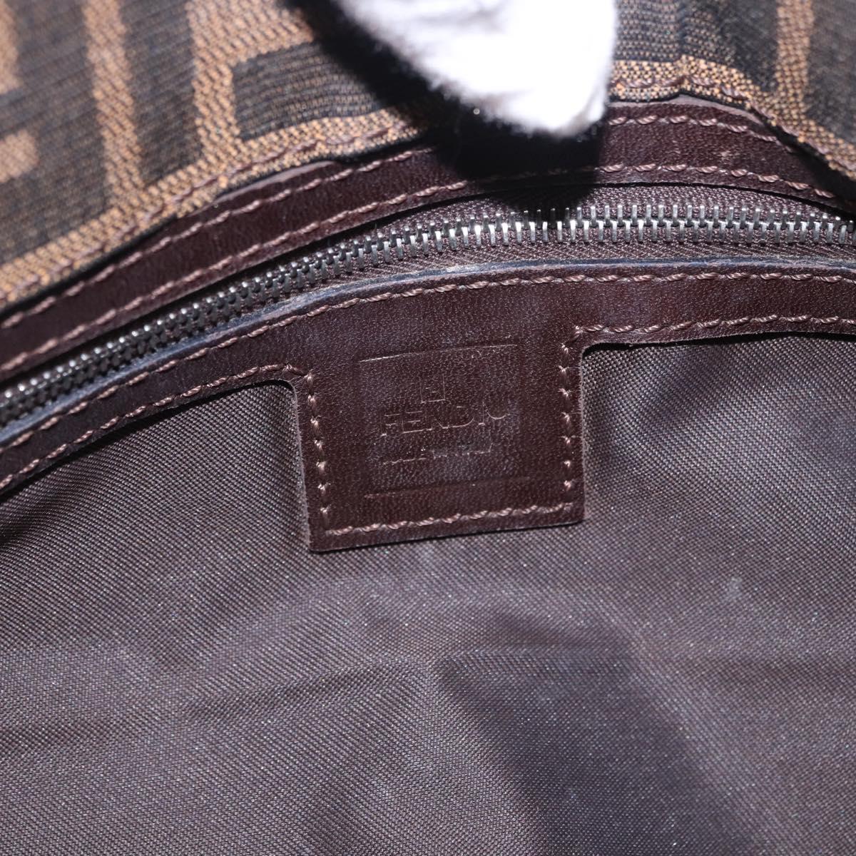 FENDI Zucca Canvas Mamma Baguette Shoulder Bag Brown Black Auth 196776V