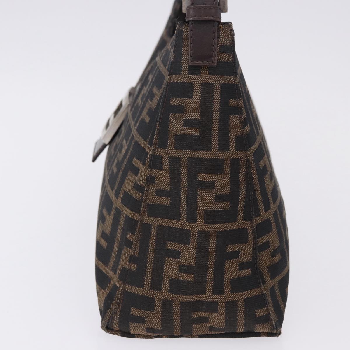FENDI Zucca Canvas Mamma Baguette Shoulder Bag Brown Black Auth 196776V