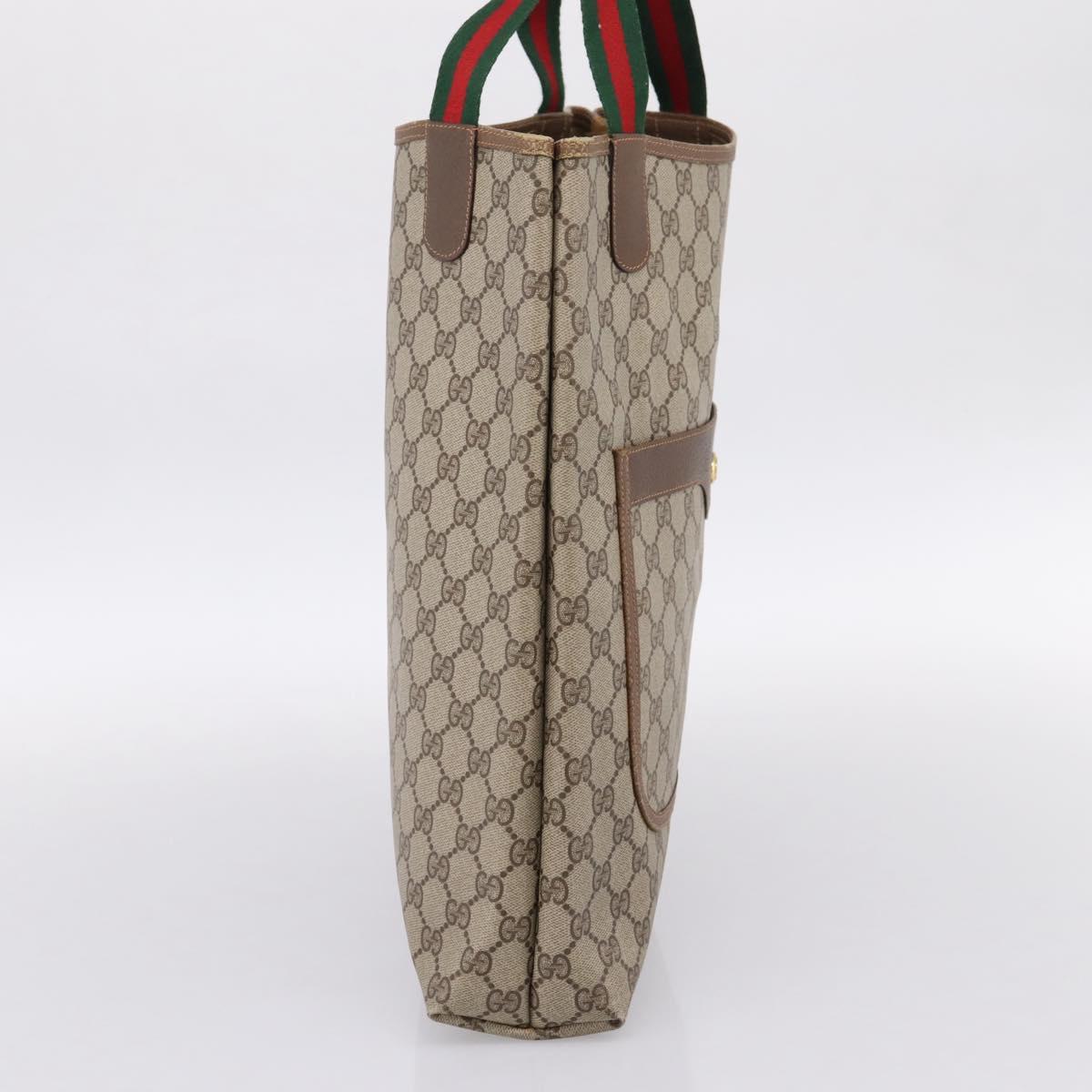 GUCCI GG Supreme Web Sherry Line Tote Bag PVC Beige Gold 89 02 003 Auth 196777