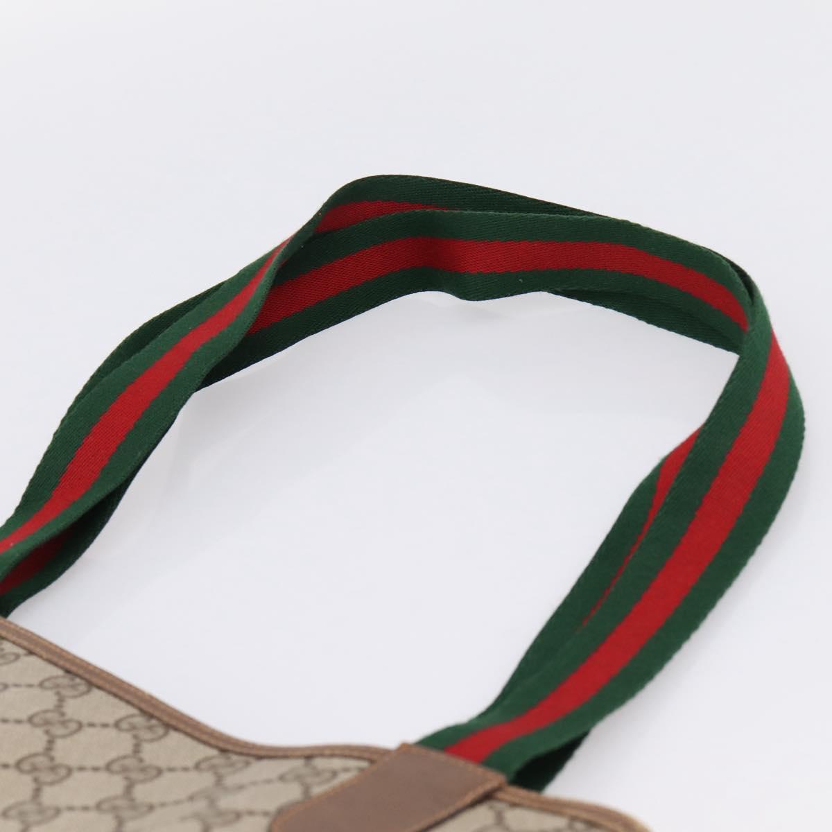GUCCI GG Supreme Web Sherry Line Tote Bag PVC Beige Gold 89 02 003 Auth 196777