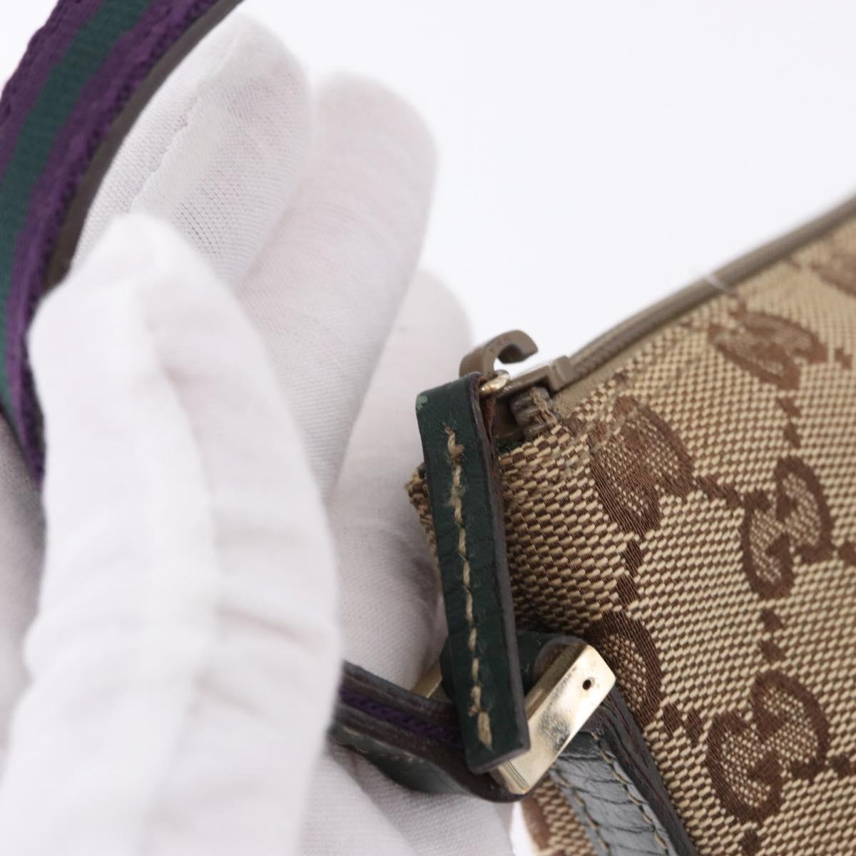 GUCCI GG Canvas Accessory Pouch Beige Gold 141809 Auth 196782V