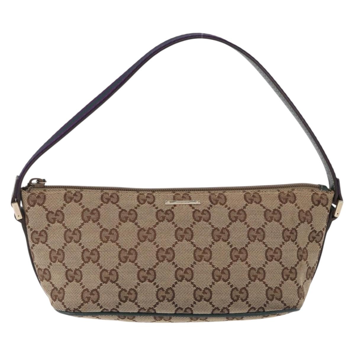 GUCCI GG Canvas Accessory Pouch Beige Gold 141809 Auth 196782V