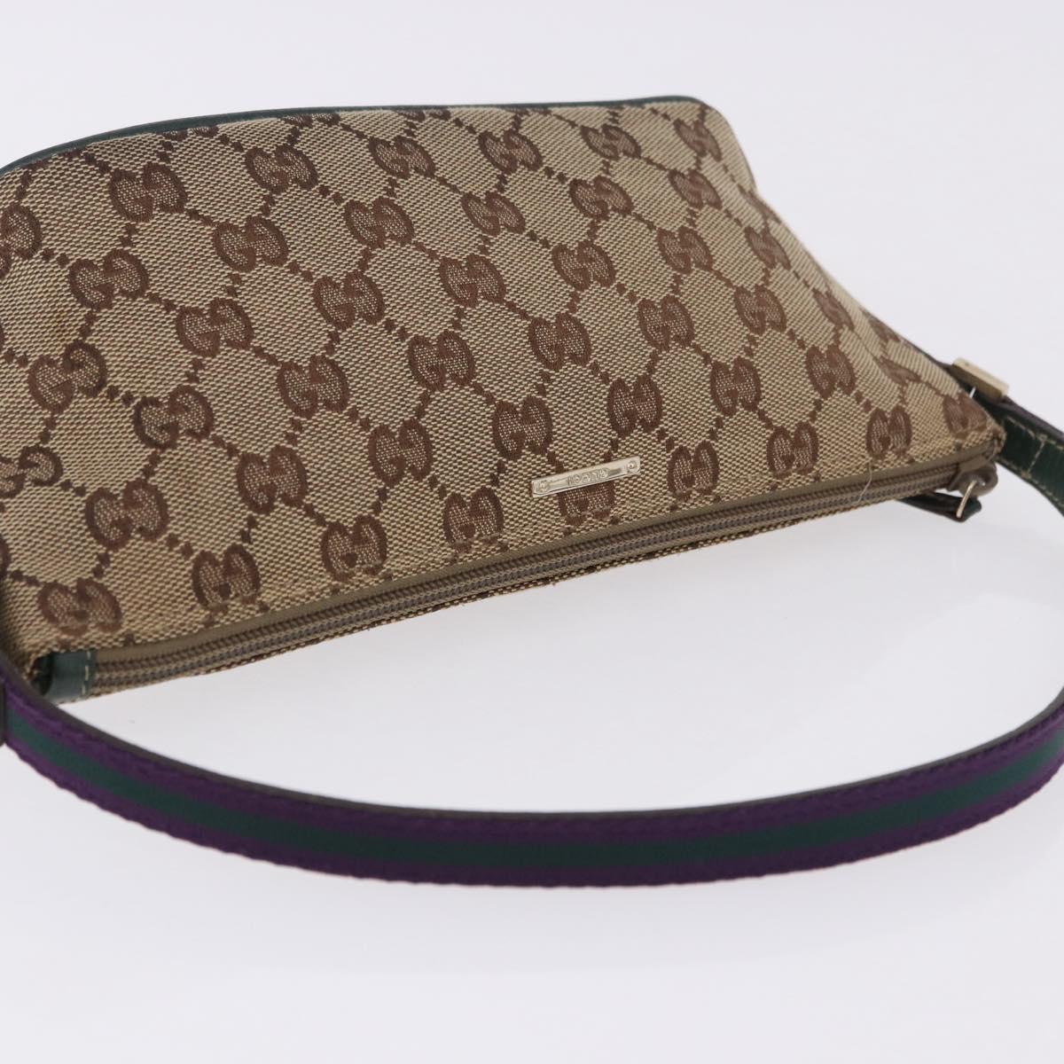 GUCCI GG Canvas Accessory Pouch Beige Gold 141809 Auth 196782V