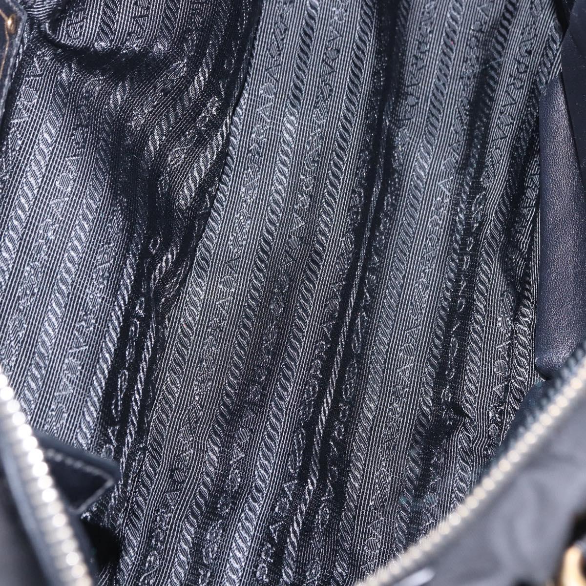 PRADA Hand Bag Nylon 2way Black Gold Auth 196783V