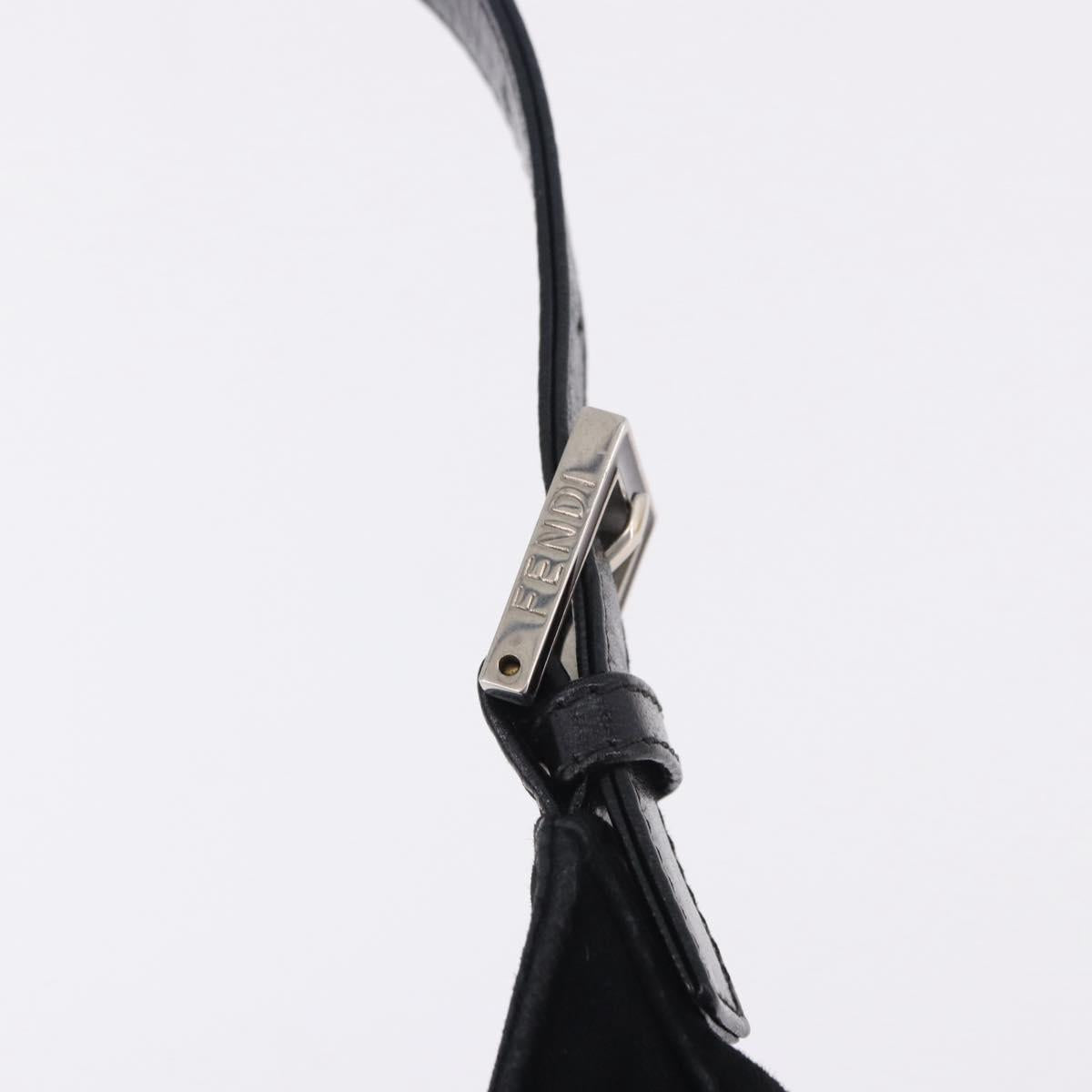 FENDI Mamma Baguette Shoulder Bag Suede Black Silver Auth 196786V