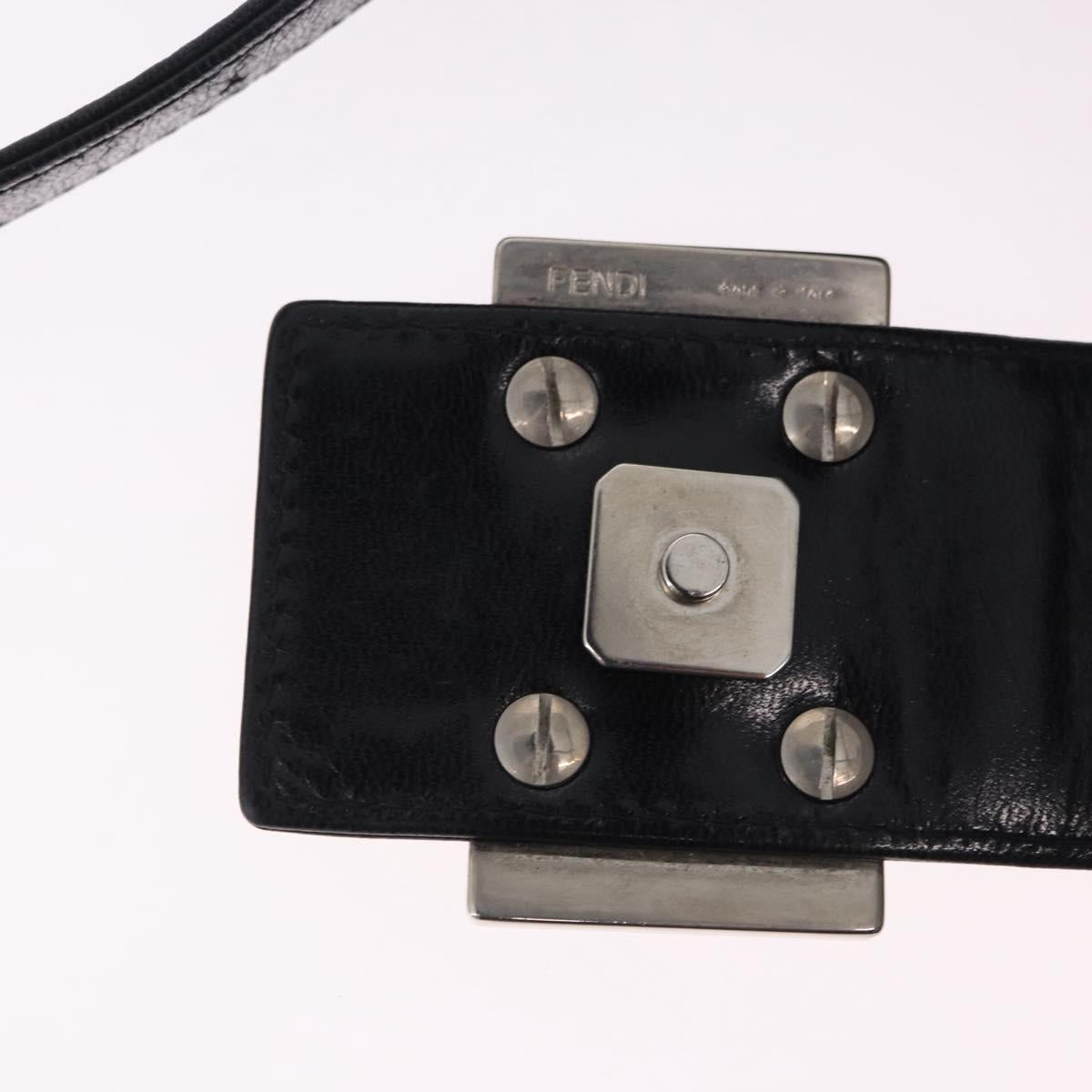 FENDI Mamma Baguette Shoulder Bag Suede Black Silver Auth 196786V