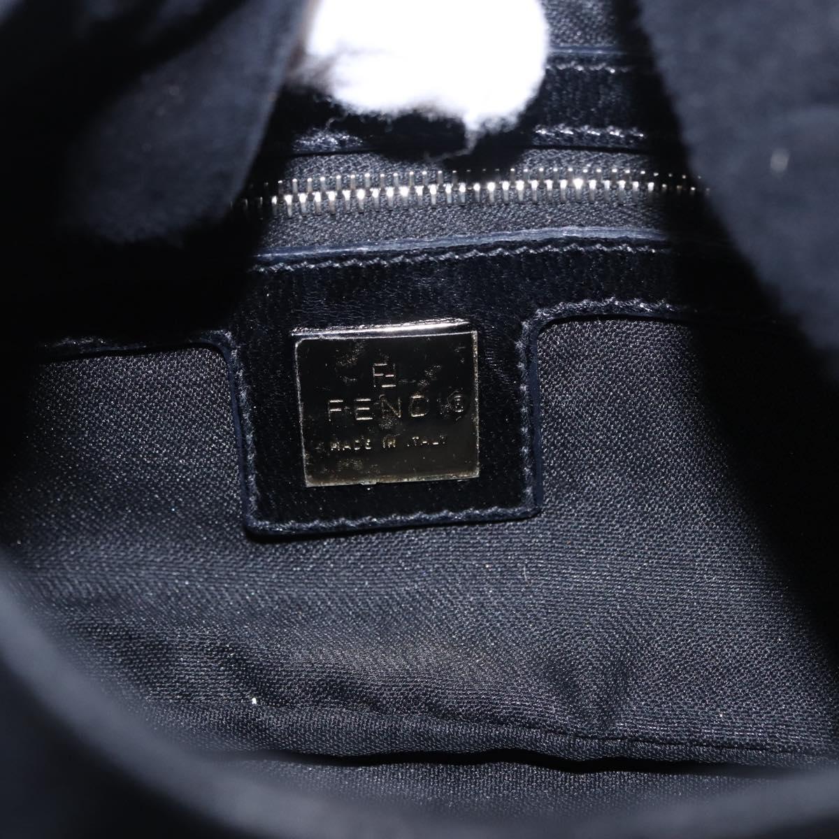 FENDI Mamma Baguette Shoulder Bag Suede Black Silver Auth 196786V