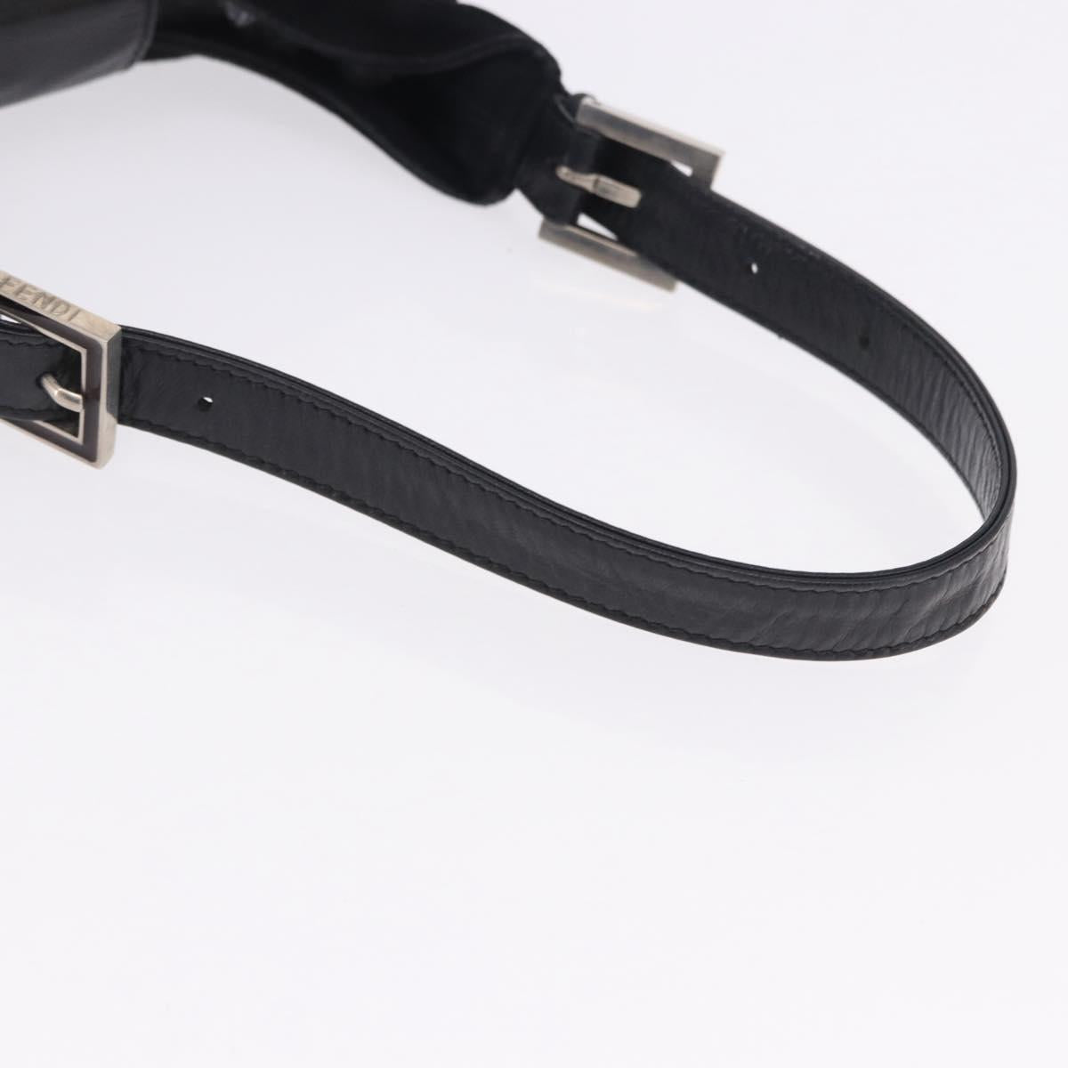 FENDI Mamma Baguette Shoulder Bag Suede Black Silver Auth 196786V