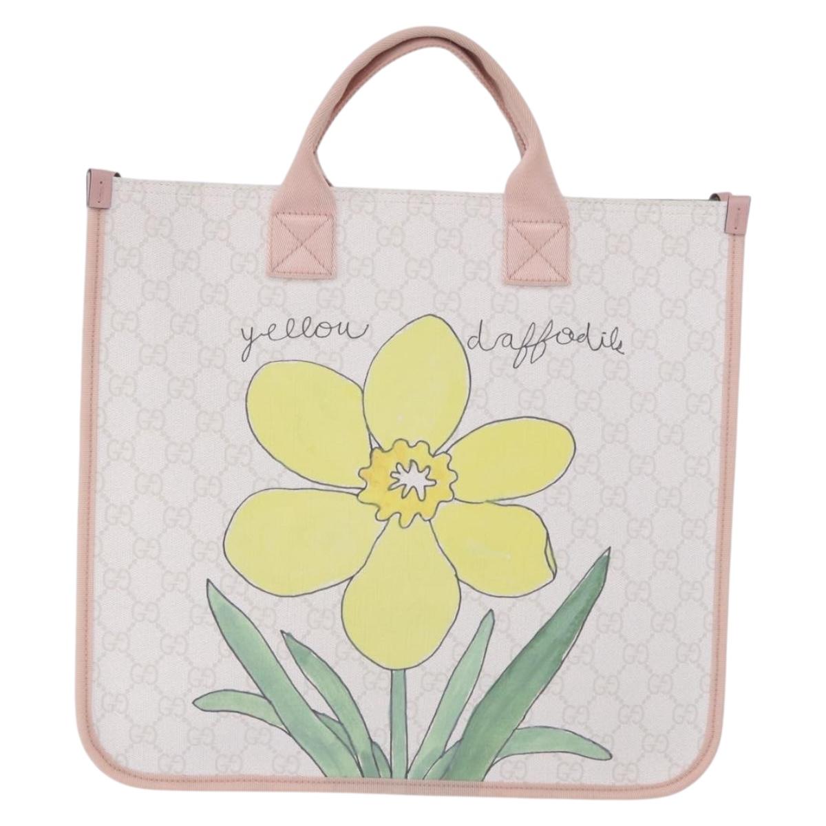 GUCCI GG Supreme Children Tote Bag PVC White 605831 Auth 196787M