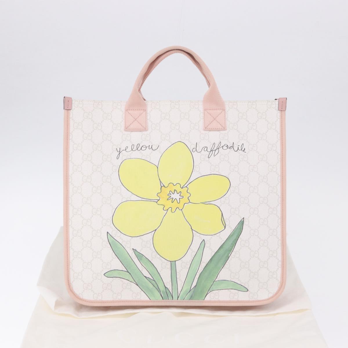 GUCCI GG Supreme Children Tote Bag PVC White 605831 Auth 196787M
