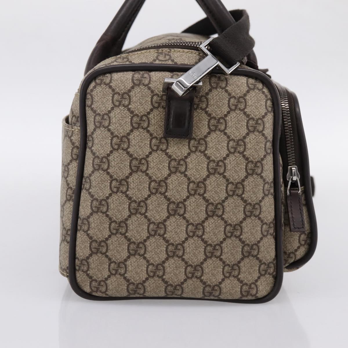 GUCCI GG Supreme Boston Bag PVC 2way Beige Silver 29914 Auth 196788
