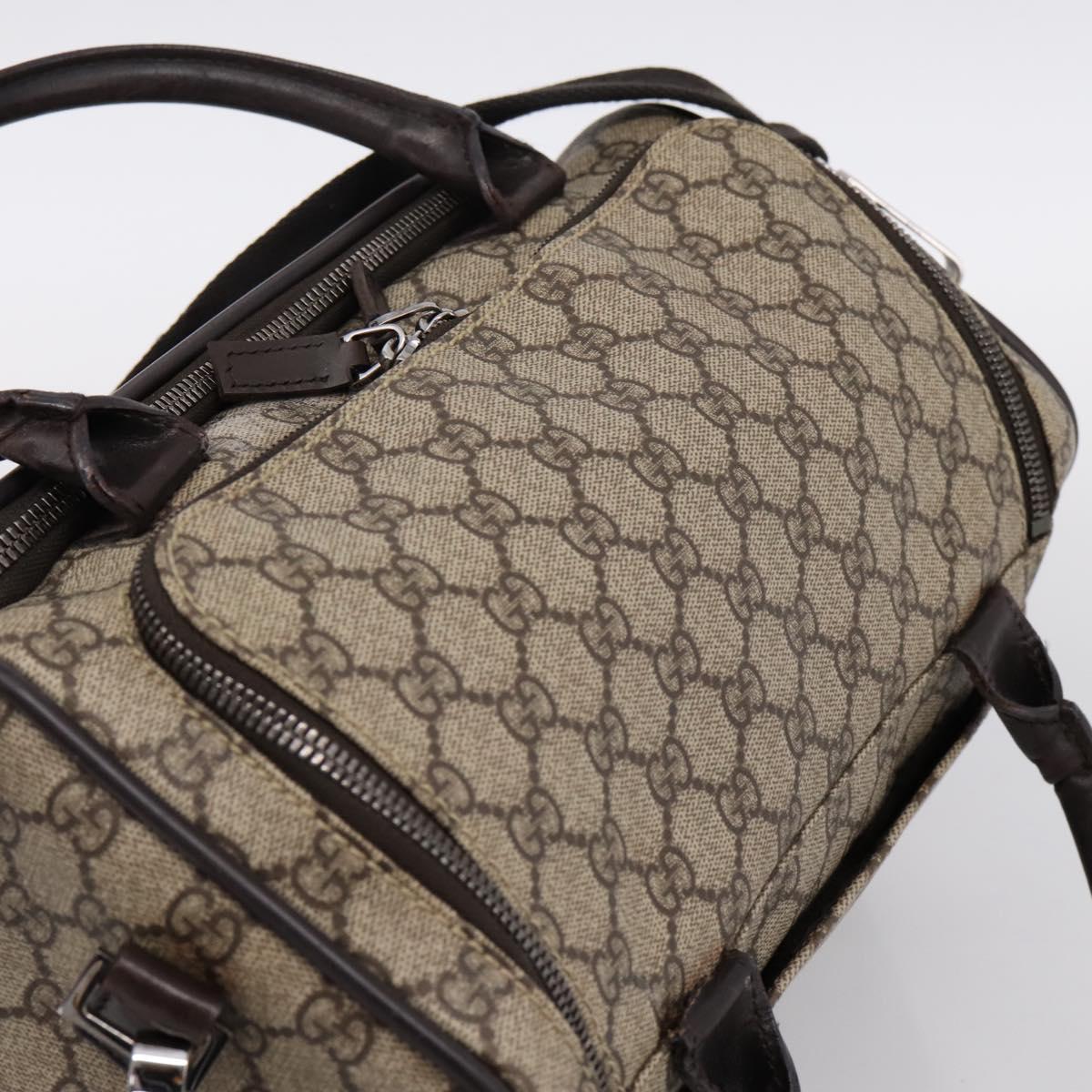 GUCCI GG Supreme Boston Bag PVC 2way Beige Silver 29914 Auth 196788