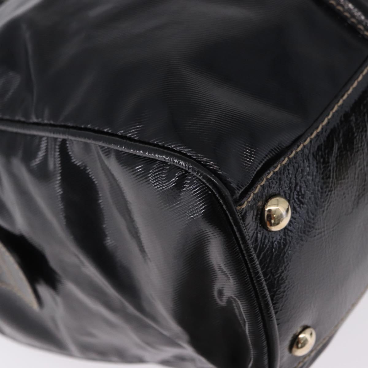 GUCCI Interlocking Web Sherry Line Bag Patent leather Black 170010 Auth 196790V