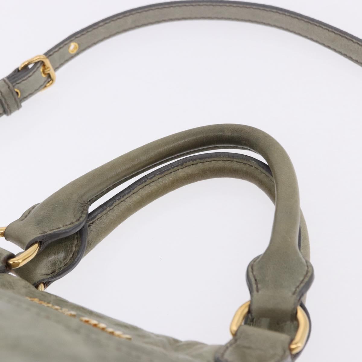 Miu Miu Hand Bag Leather 2way Green Gold Auth 196791V