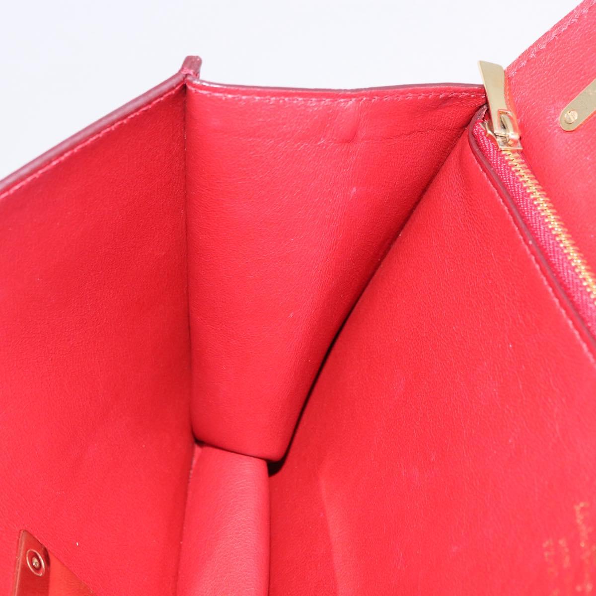 Salvatore Ferragamo Gancini Hand Bag Leather 2way Bordeaux Gold Auth 196796A