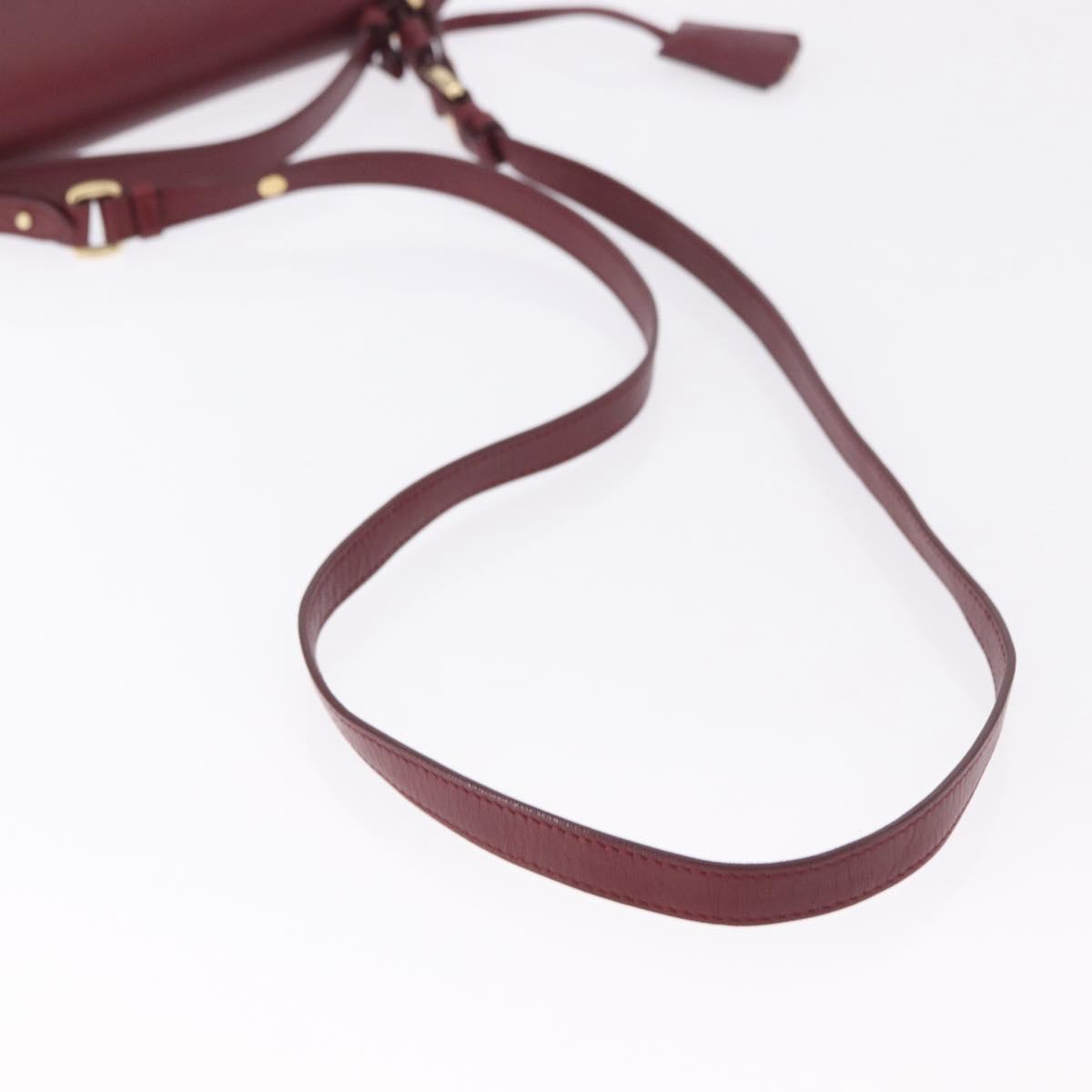 Salvatore Ferragamo Gancini Hand Bag Leather 2way Bordeaux Gold Auth 196796A