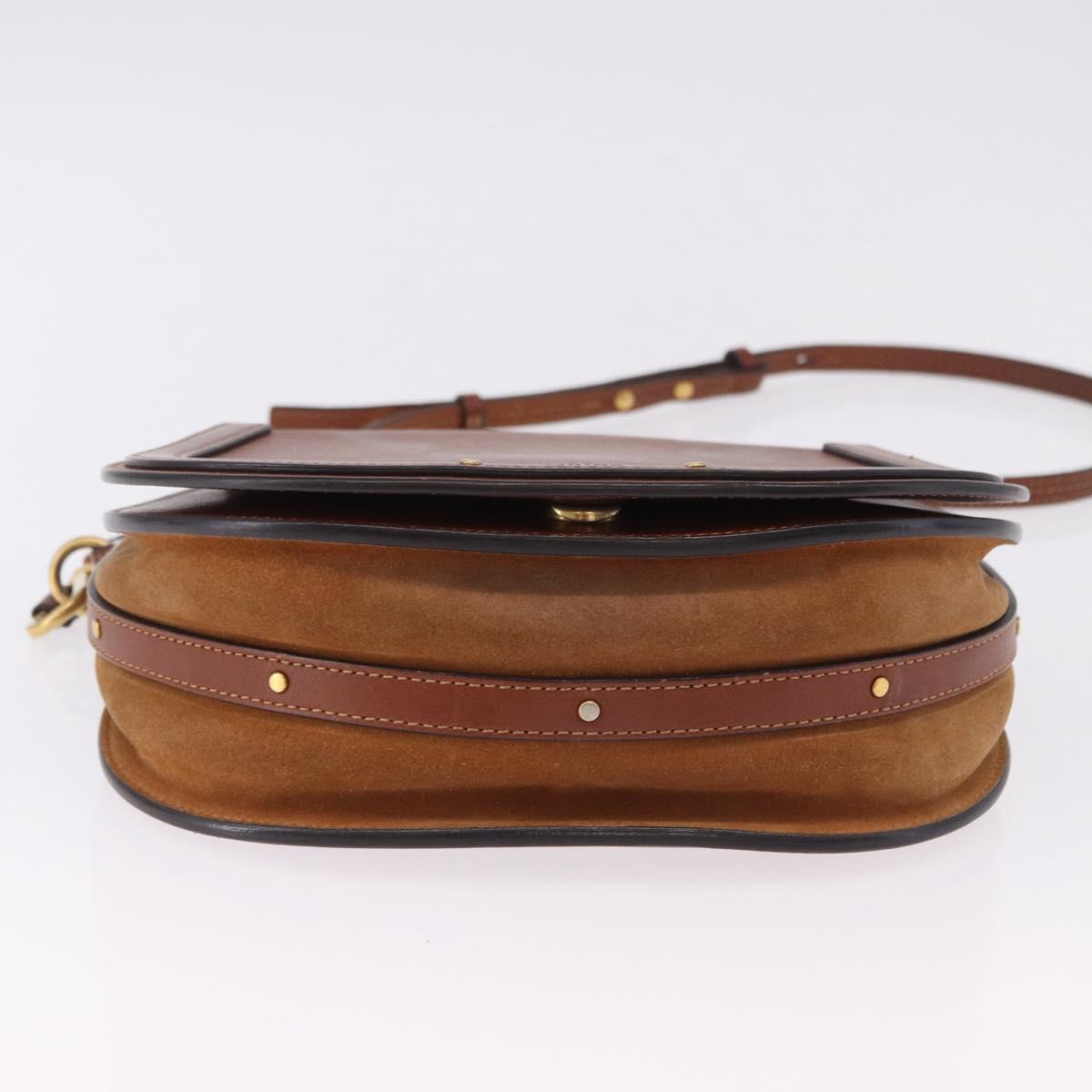 Chloe Nile Hand Bag Leather 2way Brown Gold Auth 196802A