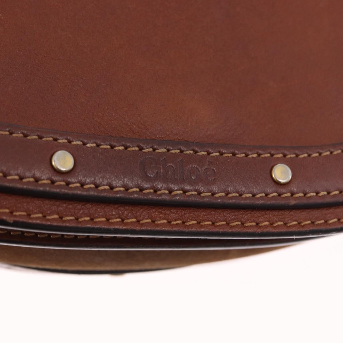Chloe Nile Hand Bag Leather 2way Brown Gold Auth 196802A