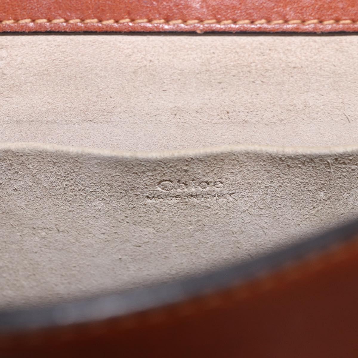 Chloe Nile Hand Bag Leather 2way Brown Gold Auth 196802A