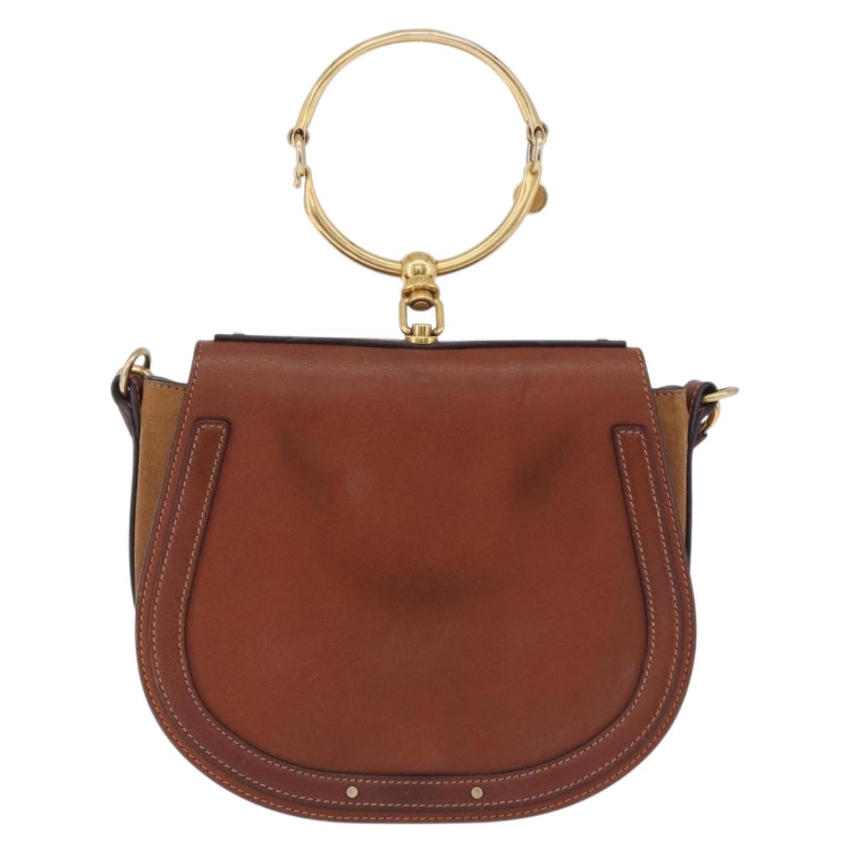 Chloe Nile Hand Bag Leather 2way Brown Gold Auth 196802A